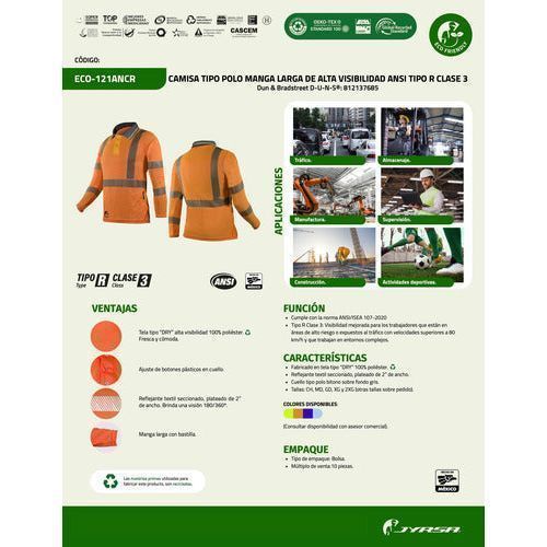 Jyrsa Eco - 121 Playera Polo Larga Reflejantes Tallas Extras - Garufa Jeans