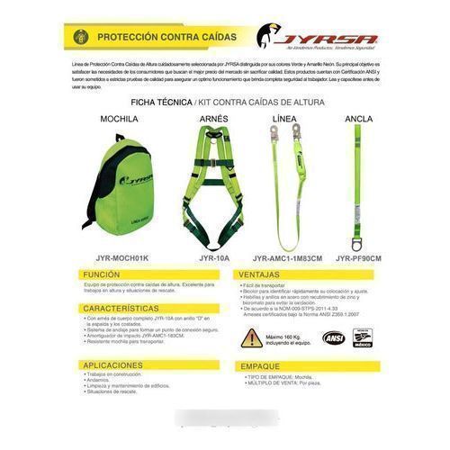 Jyrsa Kit Seguridad Altura Anti Caída Arnés Línea Vida Ancla - Garufa Jeans