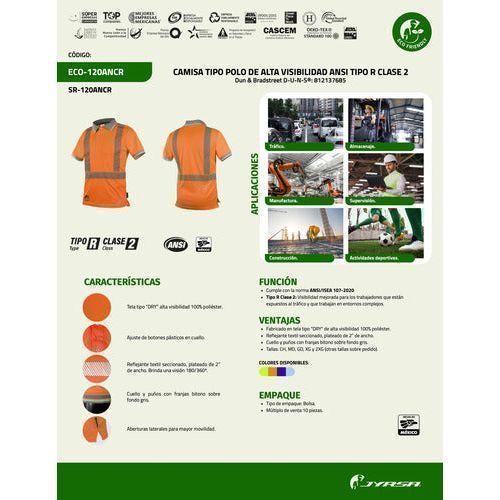 Jyrsa Sr - 120 Playera Polo Con Reflejantes Alta Visibilidad - Garufa Jeans