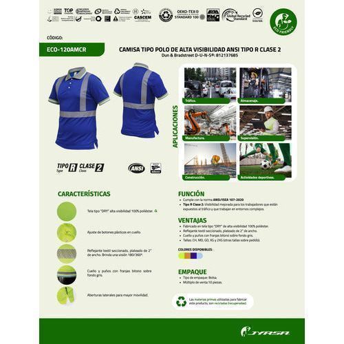 Jyrsa Sr - 120 Playera Polo Reflejantes Alta Visibilidad Extra - Garufa Jeans