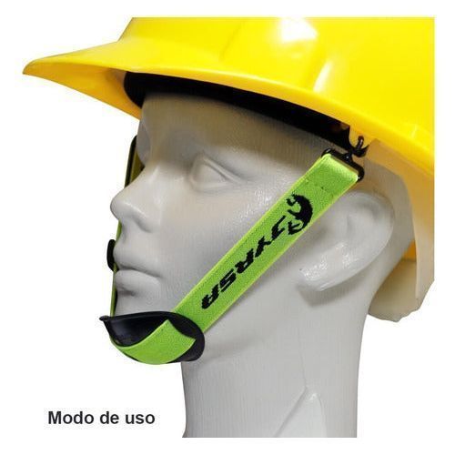 Barbiquejo Jyrsa WW-2000 verde colocado en casco de seguridad | color:verde