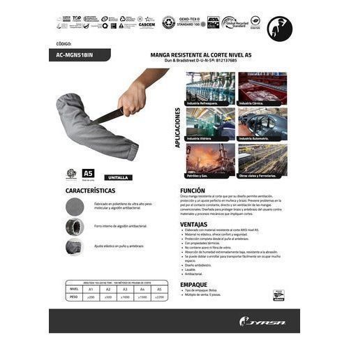 Manga Jyrsa Ac - mgn518in Anticorte Nivel 5 Industrial 1 Pza - Garufa Jeans