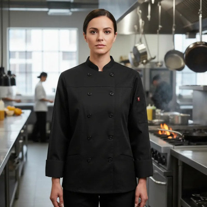 Red Kap 053w Filipina Chef Mujer Manga Larga Con Flujo Aire #mlpos_1 | Color: BK - Negra #color_bk_-_negra #sku_053wbkrgl #sku_053wbkrgm #sku_053wbkrgs #sku_053wbkrgxl #sku_053wbkrgxs
