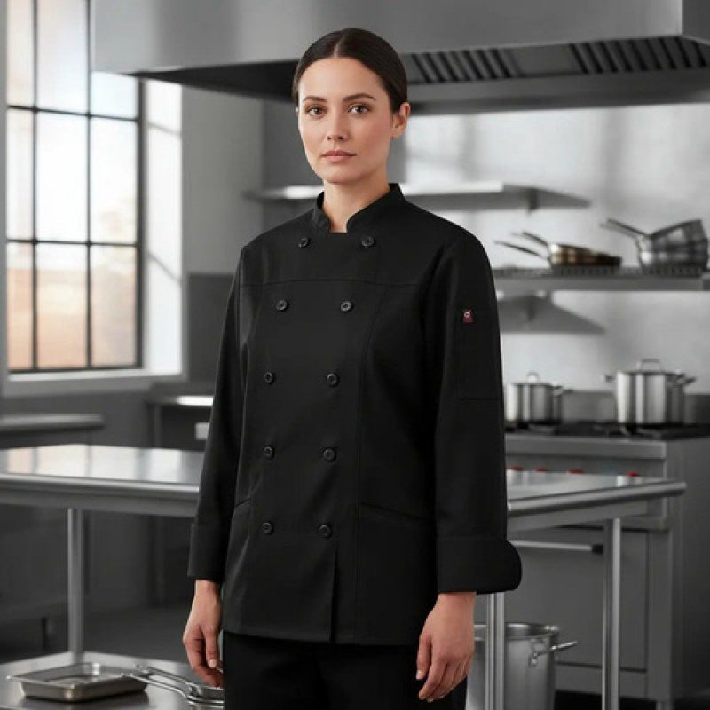 Red Kap 053w Filipina Chef Mujer Manga Larga Con Flujo Aire #mlpos_2 | Color: BK - Negra #color_bk_-_negra #sku_053wbkrgl #sku_053wbkrgm #sku_053wbkrgs #sku_053wbkrgxl #sku_053wbkrgxs