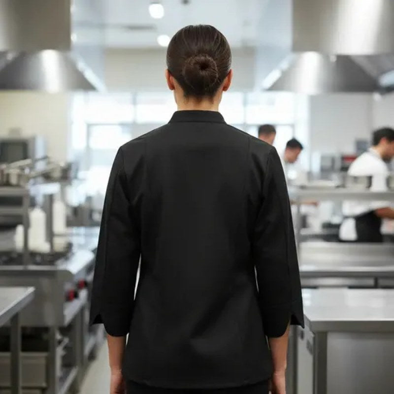 Red Kap 053w Filipina Chef Mujer Manga Larga Con Flujo Aire #mlpos_3 | Color: BK - Negra #color_bk_-_negra #sku_053wbkrgl #sku_053wbkrgm #sku_053wbkrgs #sku_053wbkrgxl #sku_053wbkrgxs