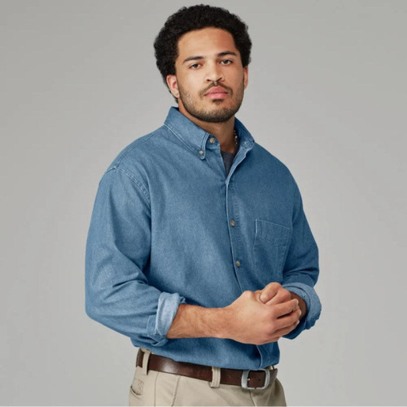 Camisa Dickies Wl30 Mezclilla Manga Larga Durable Resistente #mlpos_6 | Color: SB - Stone Washed #color_sb_-_stone_washed #sku_wl30sb2xl #sku_wl30sbl #sku_wl30sbm #sku_wl30sbs #sku_wl30sbxl