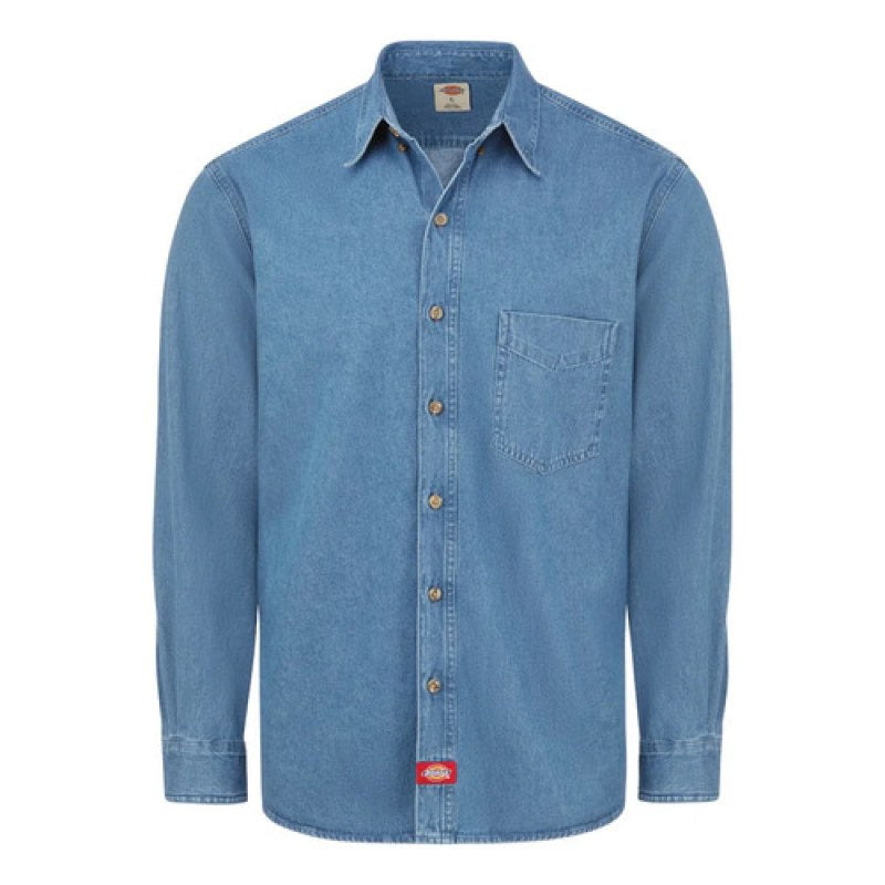 Camisa Dickies Wl30 Mezclilla Manga Larga Durable Resistente #mlpos_9 | Color: SB - Stone Washed #color_sb_-_stone_washed #sku_wl30sb2xl #sku_wl30sbl #sku_wl30sbm #sku_wl30sbs #sku_wl30sbxl