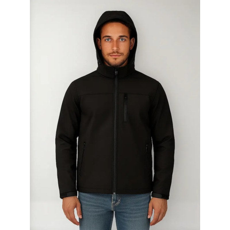 Chamarra Softshell Neopreno Repelente Cálida Térmica Capucha #mlpos_1 | Color: Negra #color_negra #sku_pc0047ngl #sku_pc0047ngm #sku_pc0047ngs #sku_pc0047ngxl