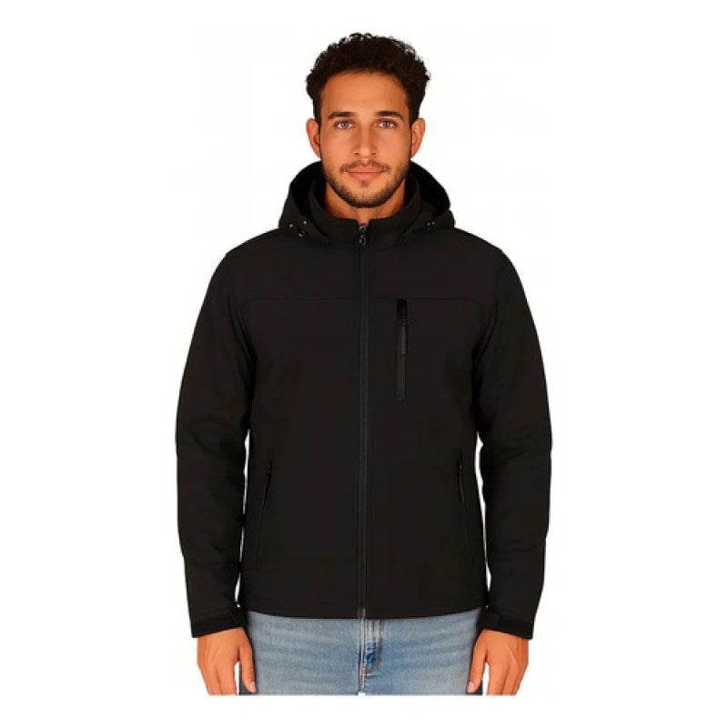 Chamarra Softshell Neopreno Repelente Cálida Térmica Capucha #mlpos_2 | Color: Negra #color_negra #sku_pc0047ngl #sku_pc0047ngm #sku_pc0047ngs #sku_pc0047ngxl