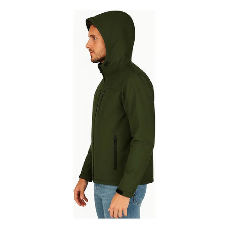 Chamarra Softshell Neopreno Repelente Cálida Térmica Capucha #mlpos_21 | Color: Verde Olivo #color_verde_olivo #sku_pc0047vrl #sku_pc0047vrm #sku_pc0047vrs #sku_pc0047vrsxl