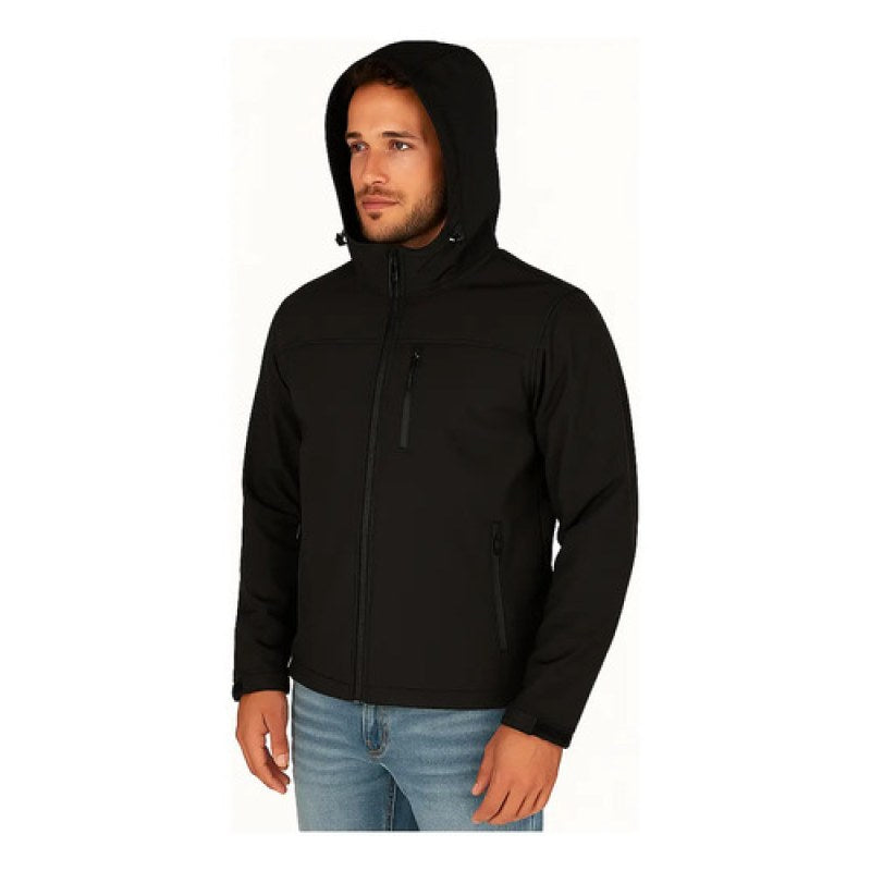 Chamarra Softshell Neopreno Repelente Cálida Térmica Capucha #mlpos_3 | Color: Negra #color_negra #sku_pc0047ngl #sku_pc0047ngm #sku_pc0047ngs #sku_pc0047ngxl