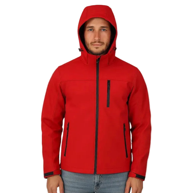 Chamarra Softshell Neopreno Repelente Cálida Térmica Capucha #mlpos_9 | Color: Roja #color_roja #sku_pc0047rjl #sku_pc0047rjm #sku_pc0047rjs #sku_pc0047rjxl