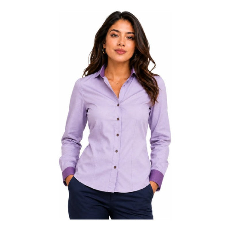 Blusa Bibo Capri Manga Larga Casual Oficina Uniforme #mlpos_1 #mlitem_MLM3057960011 | Color: Lila con Uva | Talla: CH #color_lila_con_uva #sku_t2742acapch #sku_t2742acapm