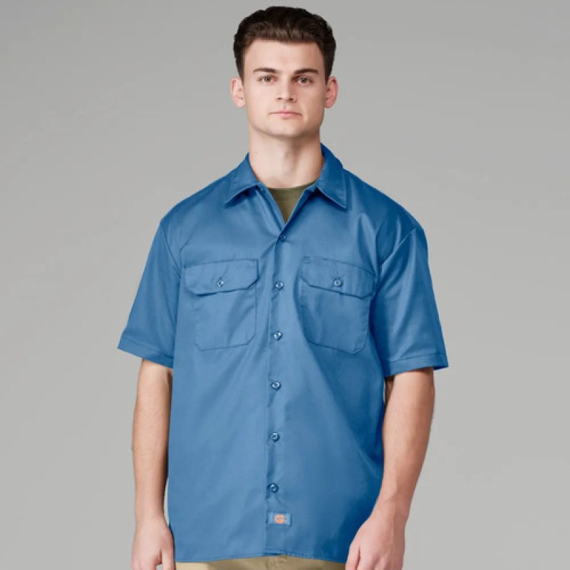 Camisa Dickies 2574 Manga Corta Durable Resistente Uso Rudo #mlpos_69 | Color: GB - Gulf Blue #color_gb_-_gulf_blue #sku_2574gbrgl #sku_2574gbrgm #sku_2574gbrgs