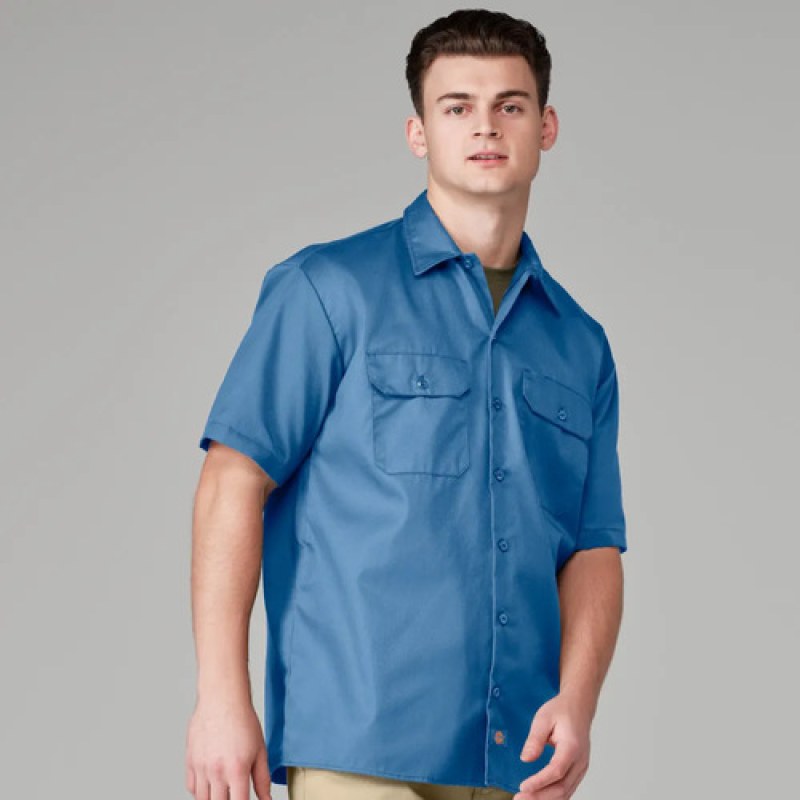 Camisa Dickies 2574 Manga Corta Durable Resistente Uso Rudo #mlpos_70 | Color: GB - Gulf Blue #color_gb_-_gulf_blue #sku_2574gbrgl #sku_2574gbrgm #sku_2574gbrgs