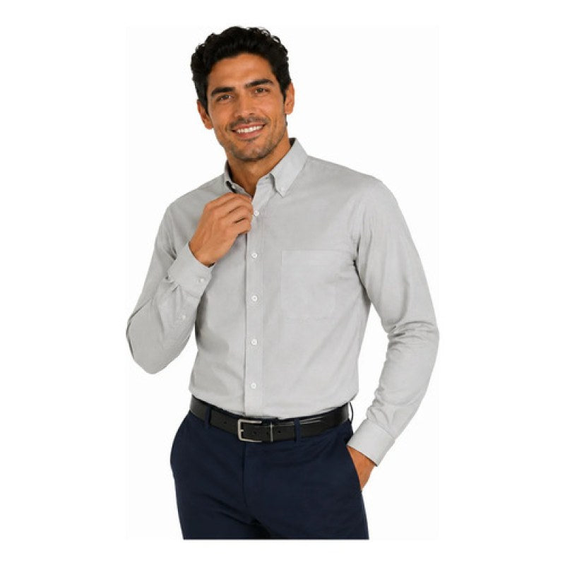 Camisa Bigbang Heli Tela Tipo Oxford Casual Vestir Uniforme #mlpos_1 #mlitem_MLM3073015099 | Color: Ceniza | Talla: XL #color_ceniza #sku_bghllcnxl