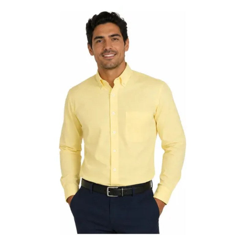 Camisa Bigbang Heli Tela Tipo Oxford Casual Vestir Uniforme #mlpos_11 #mlitem_MLM3073015103 | Color: Miel | Talla: S #color_miel #sku_bghllmls