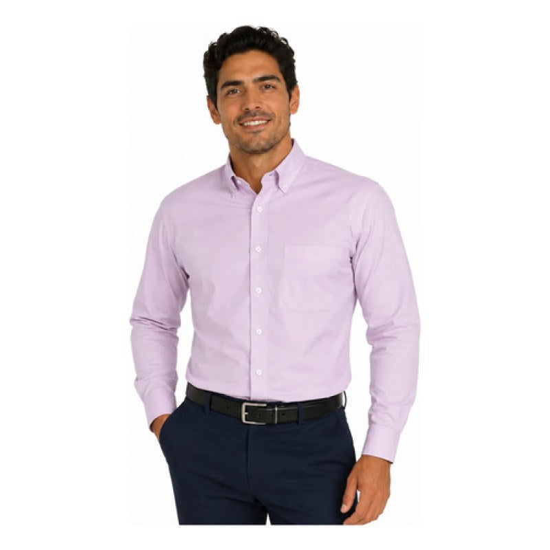 Camisa Bigbang Heli Tela Tipo Oxford Casual Vestir Uniforme #mlpos_6 #mlitem_MLM3073015101 | Color: Ciruela | Talla: L #color_ciruela #sku_bghllcrl