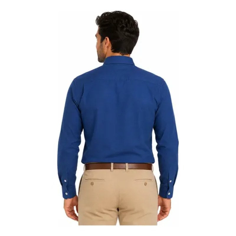 Camisa Bigbang Moon Tela Oxford Larga Casual Vestir Uniforme #mlpos_2 #mlitem_MLM3109518861 | Color: Azul Francia | Talla: M #color_azul_francia #sku_bgmnclafl #sku_bgmnclafm