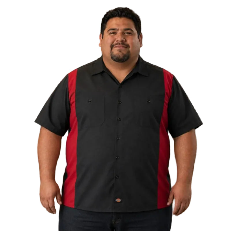 Camisa Dickies 24 Manga Corta Combinada Durable Talla Extra #mlpos_1 #mlitem_MLM3375927061 | Color: Bker - Negra con roja | Talla: 4XL #color_bker_-_negra_con_roja #sku_24bkerrg3xl #sku_24bkerrg4xl