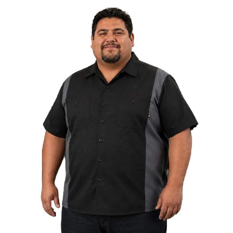 Camisa Dickies 24 Manga Corta Combinada Durable Talla Extra #mlpos_8 #mlitem_MLM3375951683 | Color: BKCH - Negra con Gris Oxford | Talla: 3XL #color_bkch_-_negra_con_gris_oxford #sku_24bkchrg3xl #sku_24bkchrg4xl