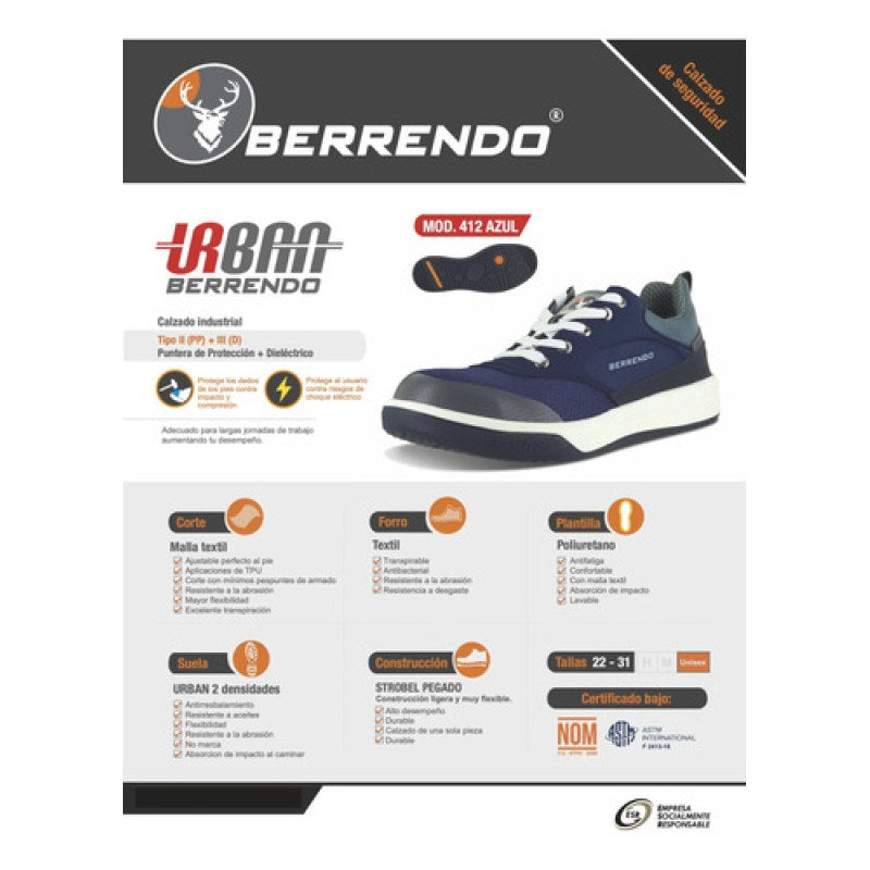 Tenis Seguridad Berrendo 412 Dieléctrico Casquillo Acero #mlpos_7 #mlitem_MLM3467793857 | Color: Azul | Talla: 26 MX #color_azul #sku_412az26 #sku_412az27 #sku_412az28