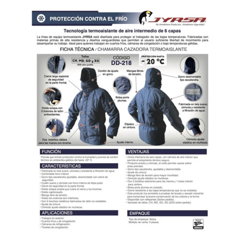 Chamarra Jyrsa Eco-218 Cazadora Térmica Menos -20 Grados C #mlpos_7 | Color: Azul marino #color_azul_marino #sku_eco-218ch #sku_eco-218gd #sku_eco-218md #sku_eco-218xg