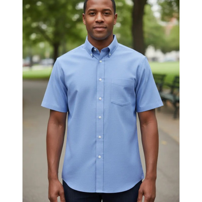 Red Kap Sr60 Camisa Manga Corta Oxford Casual Trabajo Extras #mlpos_1 | Color: Azul cielo #color_azul_cielo #sku_sr60lbss205 #sku_sr60lbss215