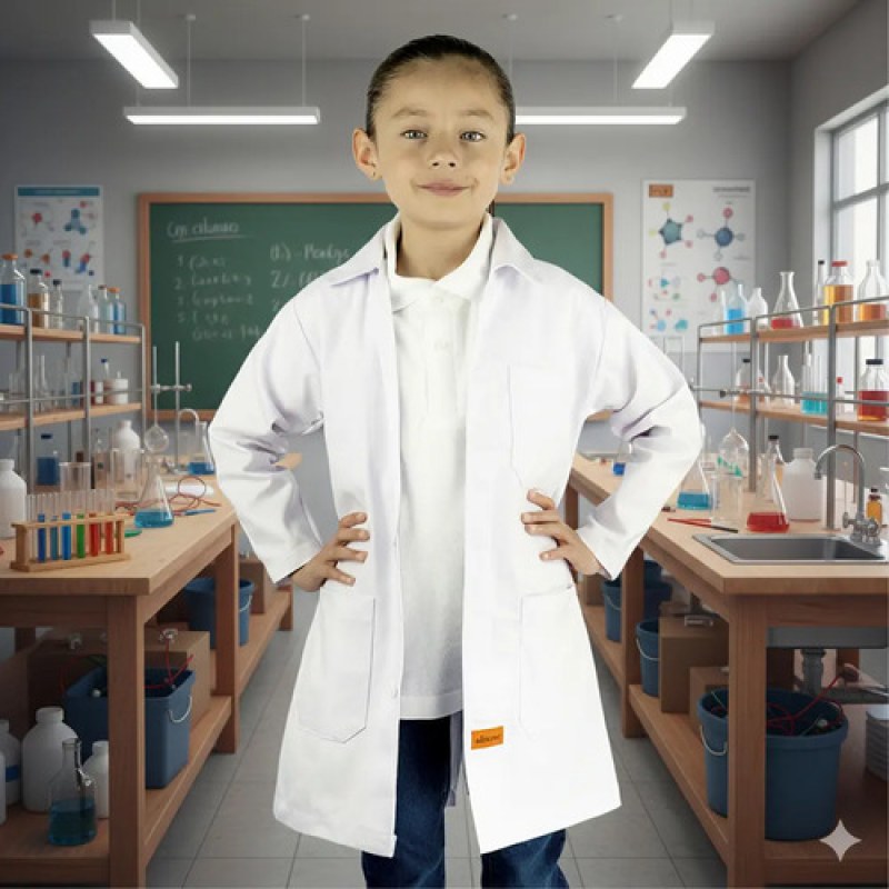 Bata De Laboratorio Blanca Niño Infantil 100% Algodón 4 A 16 #mlpos_1 | Color: Blanca #color_blanca #sku_blbl02 #sku_blbl04 #sku_blbl06 #sku_blbl08 #sku_blbl10 #sku_blbl12 #sku_blbl14 #sku_blbl16