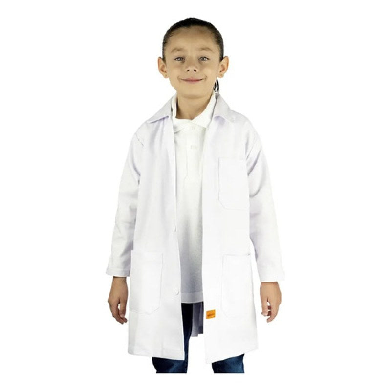 Bata De Laboratorio Blanca Niño Infantil 100% Algodón 4 A 16 #mlpos_3 | Color: Blanca #color_blanca #sku_blbl02 #sku_blbl04 #sku_blbl06 #sku_blbl08 #sku_blbl10 #sku_blbl12 #sku_blbl14 #sku_blbl16