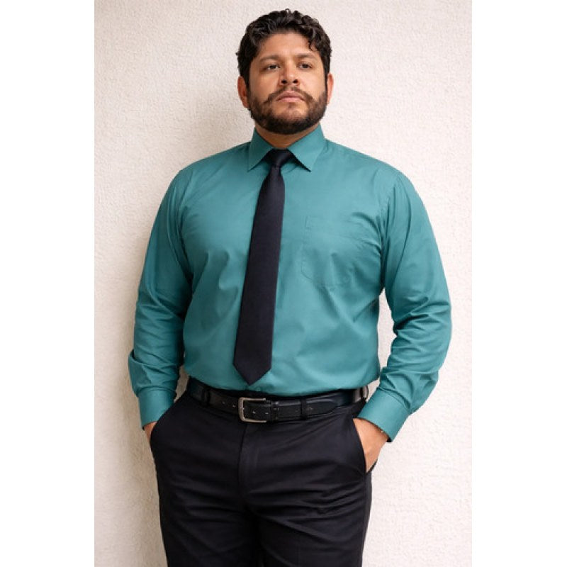 Camisa Vestir De Adulto Verde Jade Talla Extras 44 46 48 50 #mlpos_8 | Color: Jade - Zanely #color_jade_-_zanely #sku_znjd44 #sku_znjd46 #sku_znjd48 #sku_znjd50