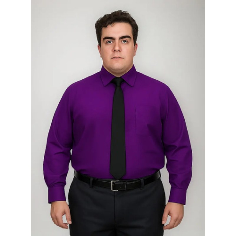Camisa De Vestir Para Adulto Morada Talla Extras 44 A 50 #mlpos_1 | Color: Morada - Rodolfo #color_morada_-_rodolfo #sku_rvmrd44 #sku_rvmrd46 #sku_rvmrd48 #sku_rvmrd50