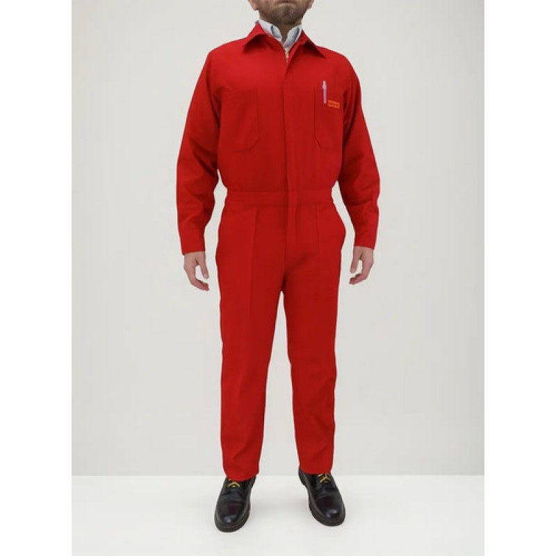 Overol Industrial Gabardina Rojo Tipo Brigada 100% Algodón #mlpos_1 | Color: Rojo #color_rojo #sku_ovrj34 #sku_ovrj36 #sku_ovrj38 #sku_ovrj40 #sku_ovrj42 #sku_ovrj44