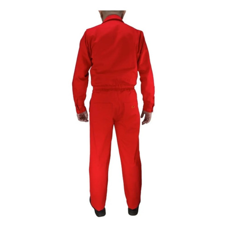 Overol Industrial Gabardina Rojo Tipo Brigada 100% Algodón #mlpos_2 | Color: Rojo #color_rojo #sku_ovrj34 #sku_ovrj36 #sku_ovrj38 #sku_ovrj40 #sku_ovrj42 #sku_ovrj44