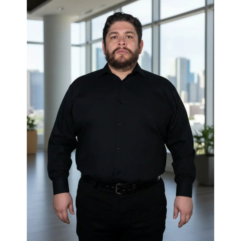 Camisa Vestir Para Adulto Negra Tallas Extras 52, 54 Y 56 #mlpos_2 | Color: Negra - Rodolfo #color_negra_-_rodolfo #sku_rvng52 #sku_rvng54 #sku_rvng56