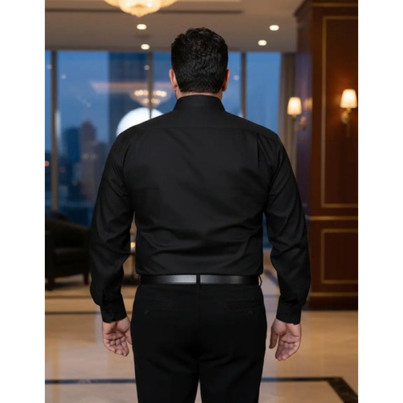 Camisa Vestir Para Adulto Negra Tallas Extras 52, 54 Y 56 #mlpos_7 | Color: Negra - Zanely #color_negra_-_zanely #sku_znng52 #sku_znng54 #sku_znng56
