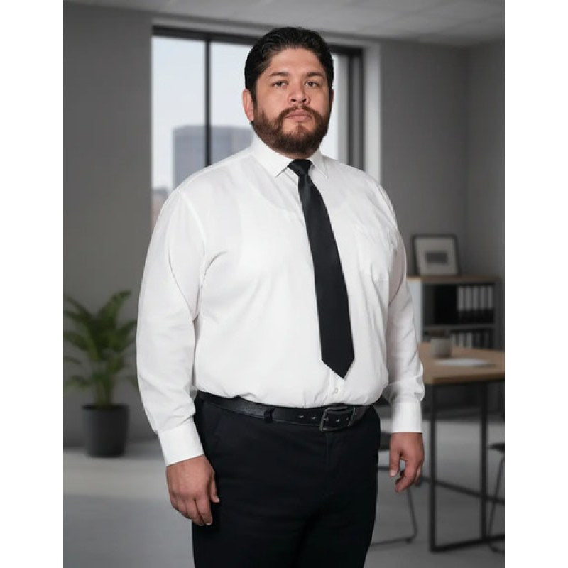 Camisa Vestir De Adulto Blanca Tallas Extras 52, 54 Y 56 #mlpos_6 | Color: Blanca - Zanely #color_blanca_-_zanely #sku_znbl52 #sku_znbl54 #sku_znbl56