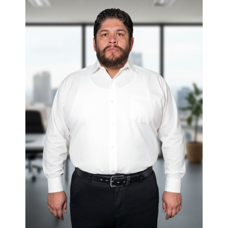 Camisa Vestir De Adulto Blanca Tallas Extras 52, 54 Y 56 #mlpos_8 | Color: Blanca - Zanely #color_blanca_-_zanely #sku_znbl52 #sku_znbl54 #sku_znbl56