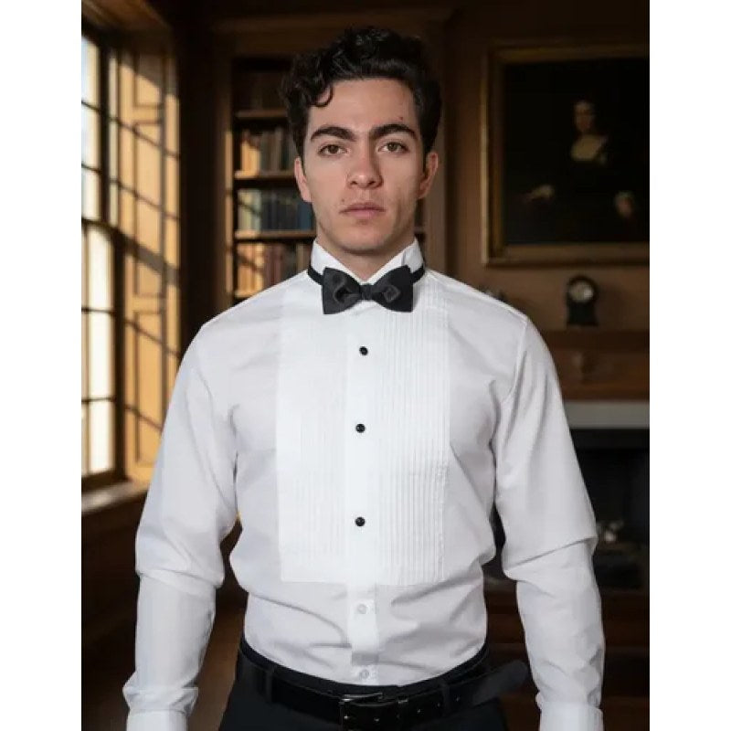 Camisa Zanely Smoking Cuello De Paloma Para Mancuernillas #mlpos_3 | Color: Blanca #color_blanca #sku_znplm34 #sku_znplm36 #sku_znplm38 #sku_znplm40 #sku_znplm42