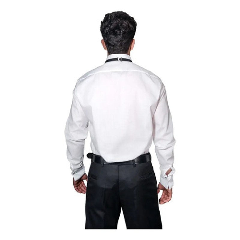 Camisa Zanely Smoking Cuello De Paloma Para Mancuernillas #mlpos_4 | Color: Blanca #color_blanca #sku_znplm34 #sku_znplm36 #sku_znplm38 #sku_znplm40 #sku_znplm42