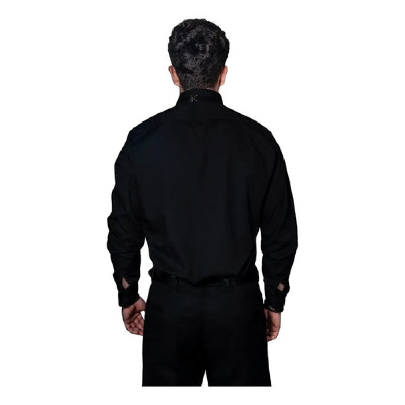 Camisa Zanely Smoking Cuello De Paloma Para Mancuernillas #mlpos_6 | Color: Negra #color_negra #sku_znplmng34 #sku_znplmng36 #sku_znplmng38 #sku_znplmng40 #sku_znplmng42
