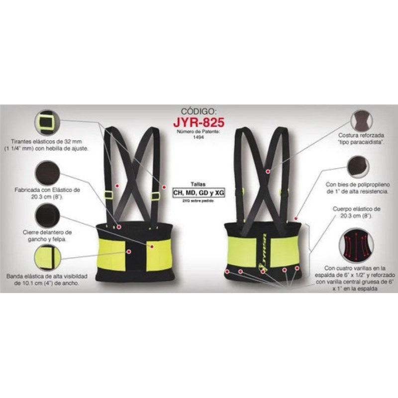 Faja Jyrsa Jyr-825 Elástica Con Soporte Lumbar Y Tirantes #mlpos_3 | Color: Negra #color_negra #sku_jyr-825ch #sku_jyr-825gd #sku_jyr-825md #sku_jyr-825xg