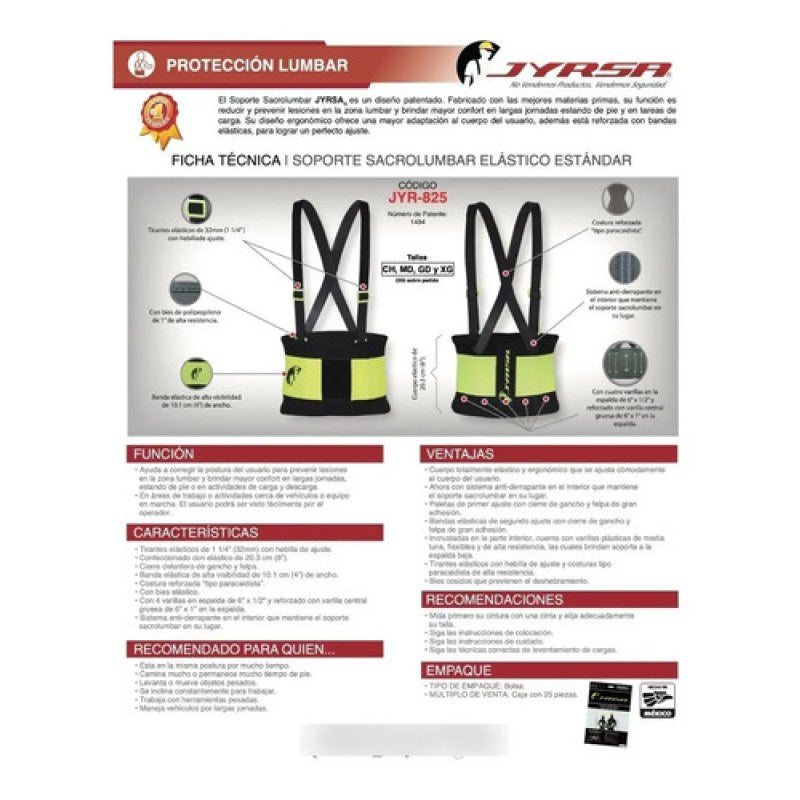 Faja Jyrsa Jyr-825 Elástica Con Soporte Lumbar Y Tirantes #mlpos_4 | Color: Negra #color_negra #sku_jyr-825ch #sku_jyr-825gd #sku_jyr-825md #sku_jyr-825xg