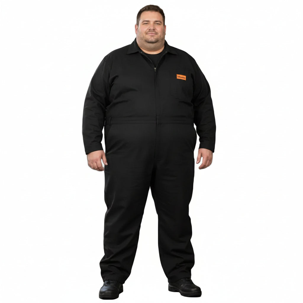 Overol Industrial Gabardina Negro 100% Algodón Tallas Extras #mlpos_1 | Color: Negro #color_negro #sku_ovng46 #sku_ovng48 #sku_ovng50