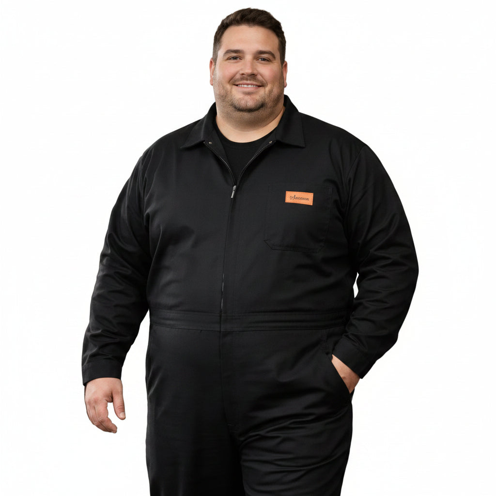 Overol Industrial Gabardina Negro 100% Algodón Tallas Extras #mlpos_4 | Color: Negro #color_negro #sku_ovng46 #sku_ovng48 #sku_ovng50