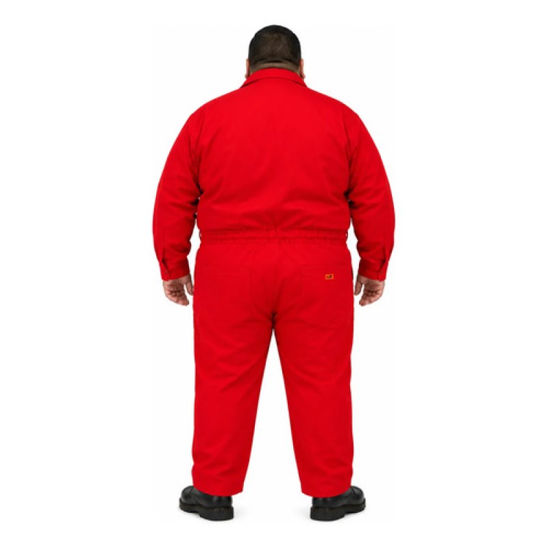 Overol Industrial Gabardina Rojo 100% Algodón Tallas Extras #mlpos_2 | Color: Rojo #color_rojo #sku_ovrj46 #sku_ovrj48 #sku_ovrj50