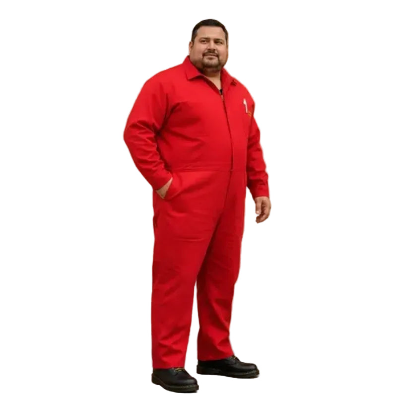 Overol Industrial Gabardina Rojo 100% Algodón Tallas Extras #mlpos_3 | Color: Rojo #color_rojo #sku_ovrj46 #sku_ovrj48 #sku_ovrj50