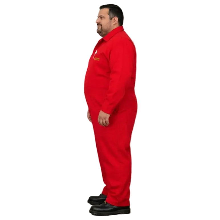 Overol Industrial Gabardina Rojo 100% Algodón Tallas Extras #mlpos_5 | Color: Rojo #color_rojo #sku_ovrj46 #sku_ovrj48 #sku_ovrj50