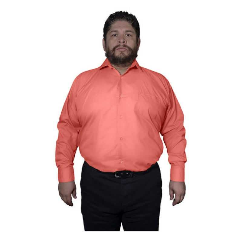 Camisa De Vestir Para Adulto Coral Tallas Extras 52 A 56 #mlpos_6 | Color: Coral - Zanely #color_coral_-_zanely #sku_zncr52 #sku_zncr54 #sku_zncr56