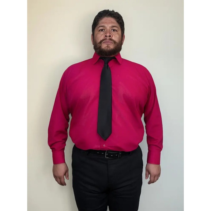 Camisa Vestir Para Adulto Rosa Fiusha Tallas Extras 52 A 56 #mlpos_1 | Color: Rosa fiusha - Rodolfo #color_rosa_fiusha_-_rodolfo #sku_rvfs52 #sku_rvfs54 #sku_rvfs56